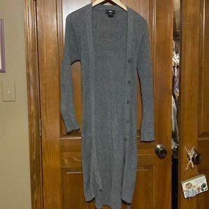 Long grey button down cardigan | M